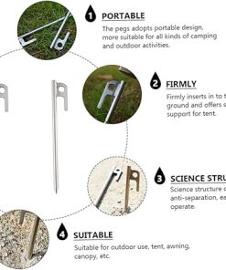 Mikikit 8 Pack Heavy Duty Stainless Steel Tent Stakes for Camping 2