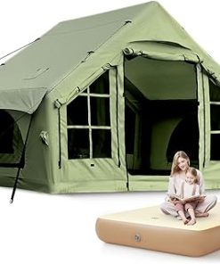 Inflatable Camping Tent with Air Mattress for 3-5 People – No Assembly