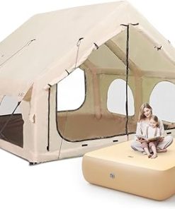 Inflatable 10x10ft Camping Tent with Queen Mattress for 5-8 People