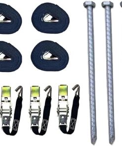 4-Pack Heavy Duty Safety Storm Pegs with Ratchets and Tie-Down Straps