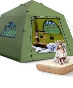 Inflatable Camping Tent with Twin Air Mattress for 1-3 People