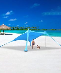 Large Sky Blue Beach Tent with Cooler Pocket and Reinforced Corners 2