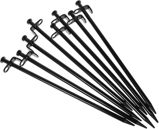 8pcs 30cm Steel Tent Pegs Heavy Duty Outdoor Tarp Stakes Strong Grip for Camping Hiking