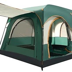 Family Cabin Tent for 6-8 People Waterproof with 2 Rooms and 3 Doors