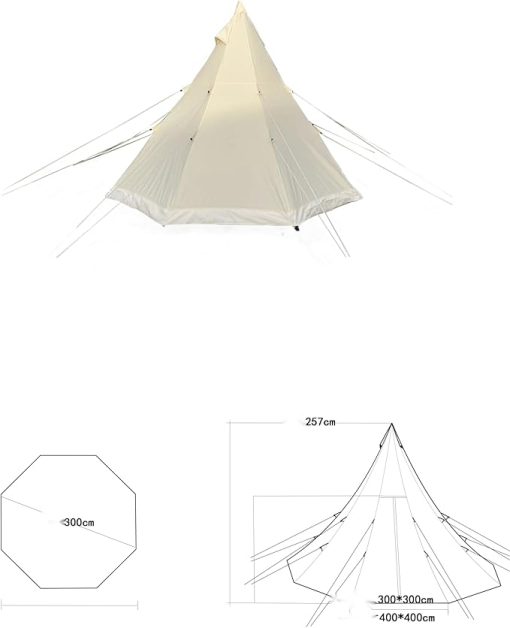 4-Season Glamping Tent 9.85ft Tipi for Families Durable Canvas Design - Image 2