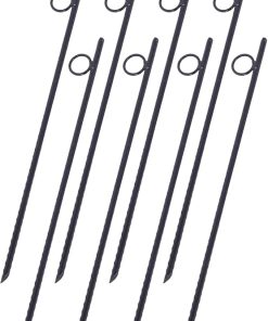 Durable 8-Pack Rebar Stakes for Tents and Canopies 18 Inch Black Steel