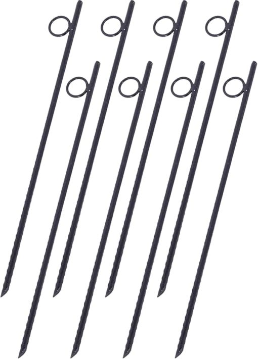Durable 8-Pack Rebar Stakes for Tents and Canopies 18 Inch Black Steel