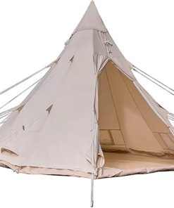 3-4 Person Cotton Canvas Pyramid Tent Easy Setup for Family Camping