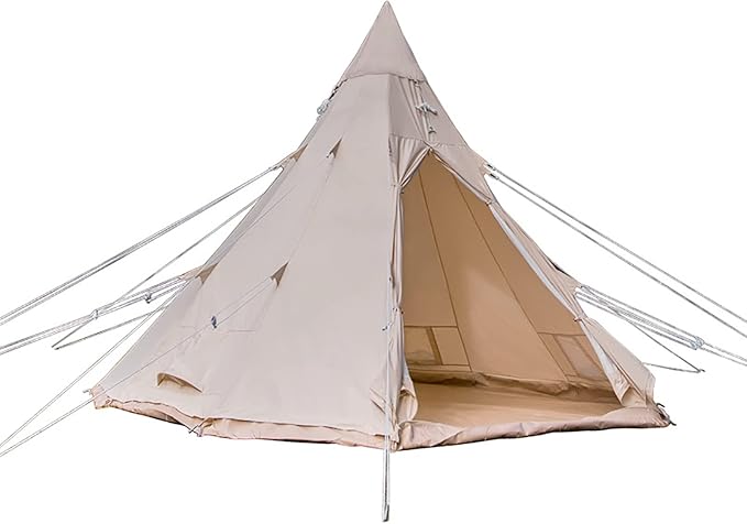 3-4 Person Cotton Canvas Pyramid Tent Easy Setup for Family Camping 3-4 Person Cotton Canvas Pyramid Tent Easy Setup for Family Camping