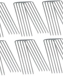 Mikikit 60pcs U-Shaped Metal Garden Stakes for Grass and Yard Use