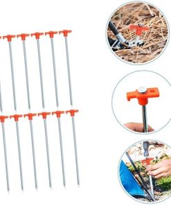 Heavy Duty Tent Stakes 12pcs Windproof Steel Nails for Camping 2