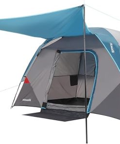 Easy Setup 4 Person Camping Tent for Outdoor Travel in Light Blue