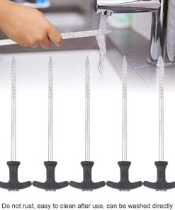 Durable T-Shaped Camping Tent Stakes for Frozen Soil 5 Pcs 2