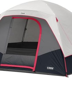 CORE Six Person Lighted Dome Tent for Camping and Outdoor Use
