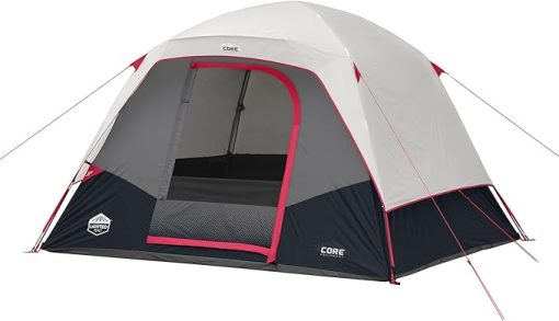 CORE Six Person Lighted Dome Tent for Camping and Outdoor Use
