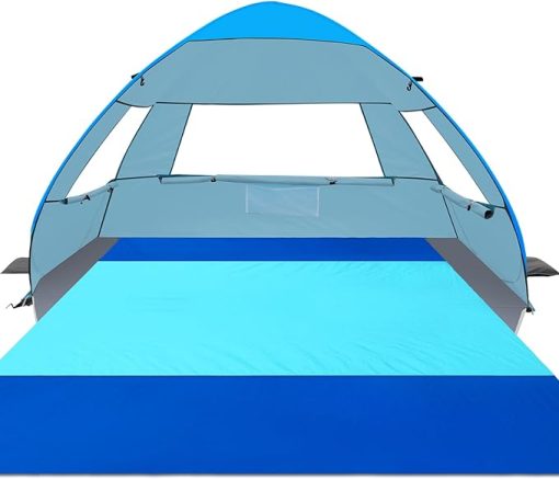 Gorich Pop Up Beach Tent for 3-4 People with UV Protection and Blanket