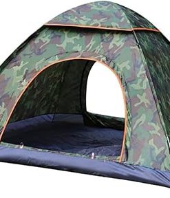 Foldable 3-4 Person Camping Tent Quick Opening Beach Tent Automatic Pitch Sun Shelter Windproof Frame Mesh Door Easy Setup