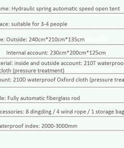 Thickened Rainproof Automatic Tent for 3-4 People Camping Outdoor 2