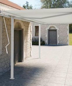Sturdy Iron Awning Post Set Outdoor Shade Double Stability White