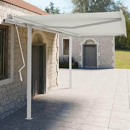 Sturdy White Awning Post Set for Outdoor Shade Durable Iron 177.2″ x 96.5″ Sturdy White Awning Post Set for Outdoor Shade Durable Iron 177.2" x 96.5"