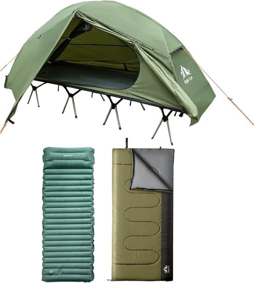 Night Cat Camping Cot Tent with Sleeping Pad and Bag for Adults