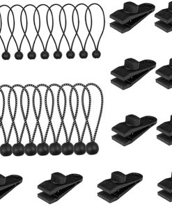 Tarp Clip Clamp Bungee Balls Awning Clamp Set 20Pcs Black Camping 2
