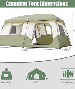 Instant 8-Person Cabin Tent, Fast Setup, Rainfly, Windproof, Carry Bag 2