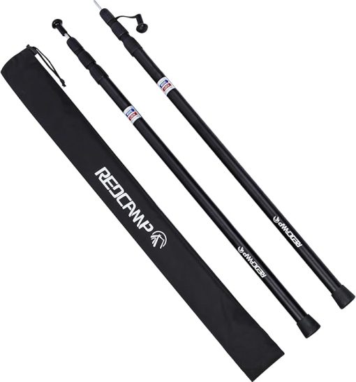 REDCAMP Adjustable Aluminum Camping Tarp Poles Set of 2 Black