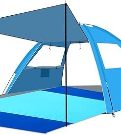 Gorich Beach Tent Canopy for 3-6 People with UV Protection Sandproof Blanket