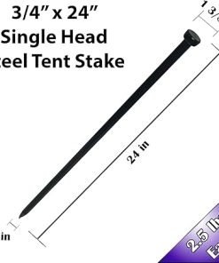 Heavy Duty Steel Tent Stakes 3/4 x 24 Inch for Camping and Events 2