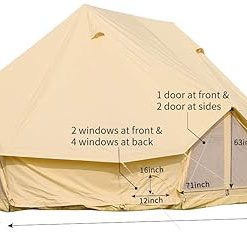 Extra Large Waterproof 6M Cotton Canvas Bell Tent for 8-12 People 2