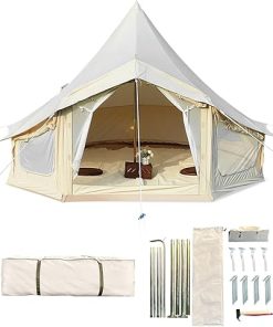 Breathable Waterproof 4 Seasons Canvas Bell Tent for Family Camping