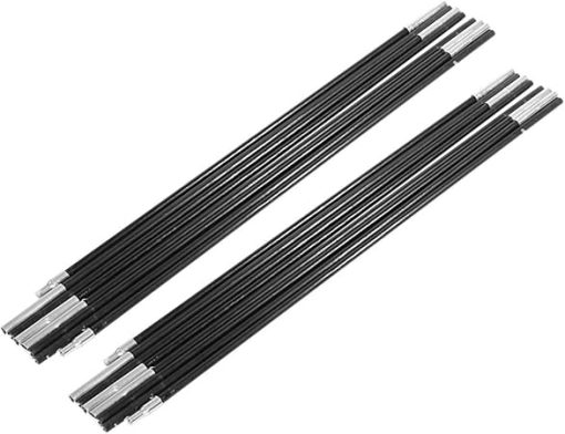 Telescopic Fiberglass Tent Poles Black 189in 2 Pack for 5-6 Person Tents