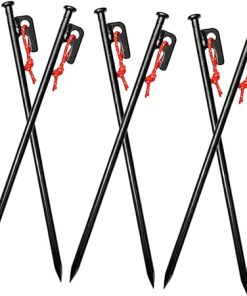 Set of 6 Metal Tent Stakes and Storage Bag for Outdoor Camping