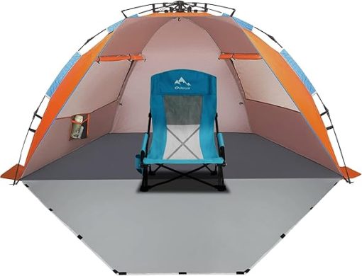 Oileus High Back Folding Beach Chair with X-Large 4 Person Tent