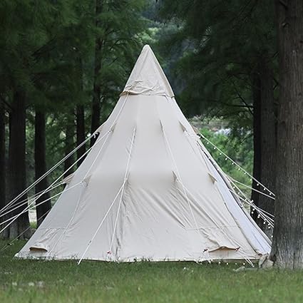 Adult Teepee Tent for Four Season Family Camping Waterproof Beige 2 Adult Teepee Tent for Four Season Family Camping Waterproof Beige - Image 2