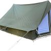 Canvas A-Frame Tent – The Scout About – 11′ x 8’9″ Green Pup Tent – Large F1 4-Person Camping Tent