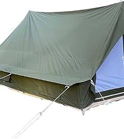 Canvas A-Frame Tent – The Scout About – 11′ x 8’9″ Green Pup Tent – Large F1 4-Person Camping Tent