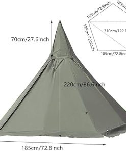 Camping Tent with Stove Jack for 2-3 People 4 Season Green Teepee 2