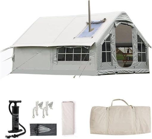 Inflatable Camping Tents for 4-8 People with Pump and Stove Jack
