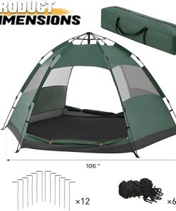 MoNiBloom 1-2 Person Waterproof Instant Camping Dome Tent Olive Green 2