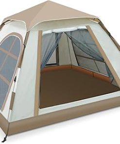 Four Person Instant Cabin Tent with Floor-to-Ceiling Windows