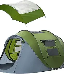 4 Person Pop Up Tent with Transparent Rainfly Easy Setup Camping Tent