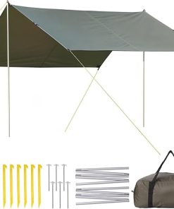 MAROUTE 13X9FT Waterproof Tent Tarp with 2 Aluminum Poles