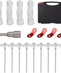 Heavy-Duty 8 Inch Metal Tent Pegs with Reflective Ropes and Case 2