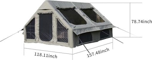 Easy Setup Inflatable Camping Tent 9.8 x 13ft Waterproof Army Green - Image 2