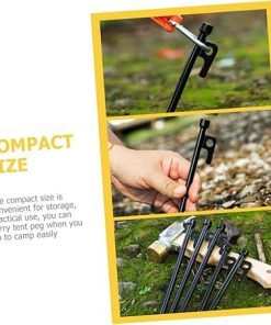 Mikikit Iron Tent Stakes Durable Ground Nails for Camping in Wind 2
