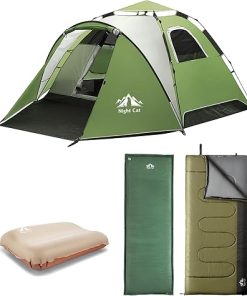 Night Cat Pop Up Tent with Self-Inflating Pad and Sleeping Bag
