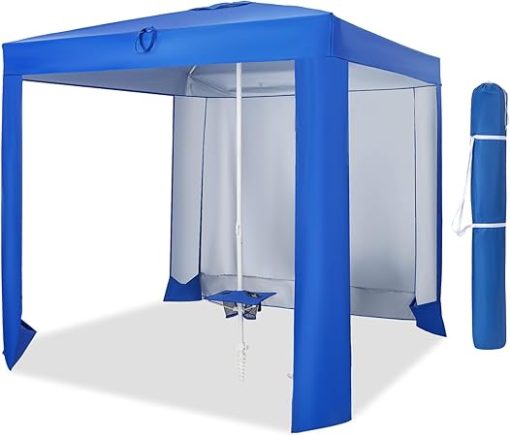 HAPPYGRILL Portable Beach Canopy with Table and UPF 50 Protection