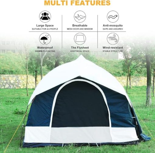 SUV Tent Attachment for Camping -Up to 6-8 Person Sleeping Capacity, Car Tent Includes Rainfly and Storage Bag,Universal Fit, 8' W x 8' L x 7.2' H,Suitable Camping Traveling Family Outdoor Activities - Image 2